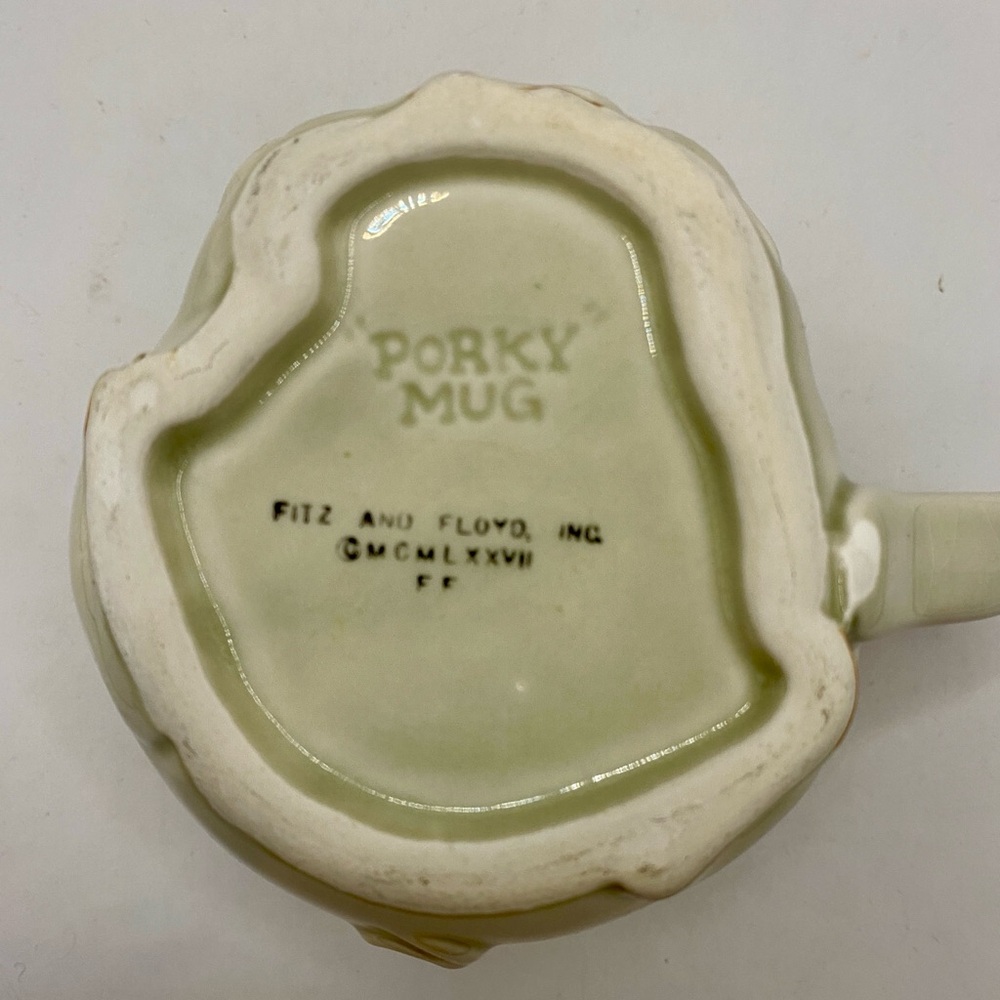 Vintage 1977 Fitz & Floyd Porky Mug 3D Pig Ceramic Coffee Cup Farmhouse - Picture 7 of 9